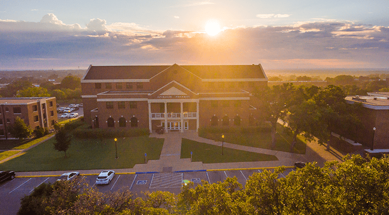 Drone shot of campus